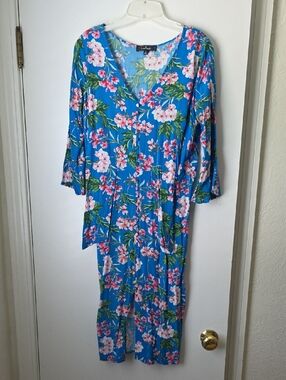 Lulus April Blue Floral Print Tying Button Front Tie